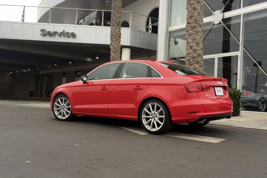 This photo provided by Edmunds shows an Audi A3 getting maintenance at a dealership in Fresno, Calif. The advantage of a manufacturer prepaid maintenance program is that any franchised new-car dealership selling the brand will honor it. (Edmunds via AP)