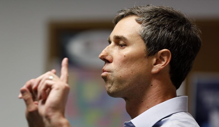 Former Texas congressman Beto O'Rourke speaks at the International Brotherhood of Electrical Workers Local 13 hall, Thursday, March 14, 2019, in Burlington, Iowa. O'Rourke announced Thursday that he'll seek the 2020 Democratic presidential nomination. (AP Photo/Charlie Neibergall)