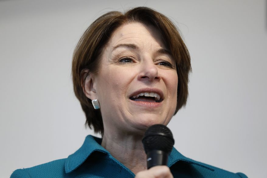 Democratic presidential candidate Sen. Amy Klobuchar speaks during a meet and greet with local residents, Sunday, March 17, 2019, in Cedar Rapids, Iowa. (AP Photo/Charlie Neibergall)