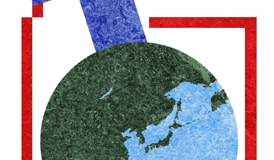 Illustration on the need for creative leadership in international affairs by Alexander Hunter/The Washington Times