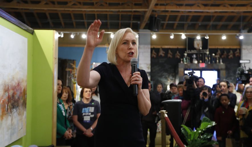 Democratic presidential candidate Sen. Kirsten Gillibrand, D-N.Y., speaks at a campaign meet-and-greet in Clawson, Mich., Monday, March 18, 2019. (AP Photo/Paul Sancya)