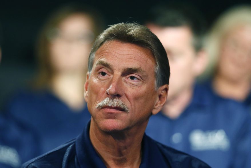 FILE- In a file photo from July 14, 2015, Norwood Jewell, Vice President of the Fiat Chrysler Automobiles US Department, United Auto Workers, during the opening of contract negotiations in Detroit. The former vice president has been charged with conspiracy in a scheme with Fiat Chrysler to buy meals, golf and other perks with money from the automaker. It's the latest development in the government's investigation of how officials at Fiat Chrysler and the UAW enriched themselves by using money set aside for a job-training center. The conspiracy charge against Jewell was filed Monday, March 18, 2019, as a criminal information, which means a guilty plea is likely. (AP Photo/Paul Sancya)