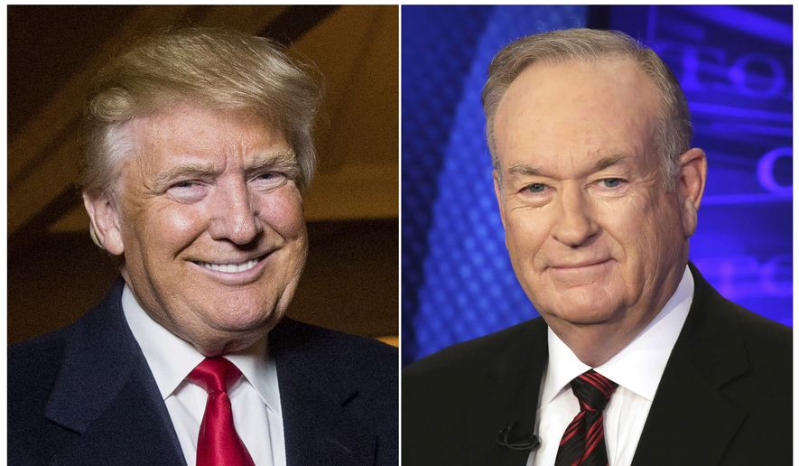 This combination photo shows Donald Trump at the Trump National Golf Club in Sterling, Va., on Dec. 2, 2015, left, and former Fox News host Bill O&#39;Reilly in New York on Oct. 1, 2015. Henry Holt and Company announced Tuesday that OReillys The United States of Trump: How the President Really Sees America will come out this fall. The publisher is calling the book a non-partisan and well-rounded take on Trump.  (AP Photo)