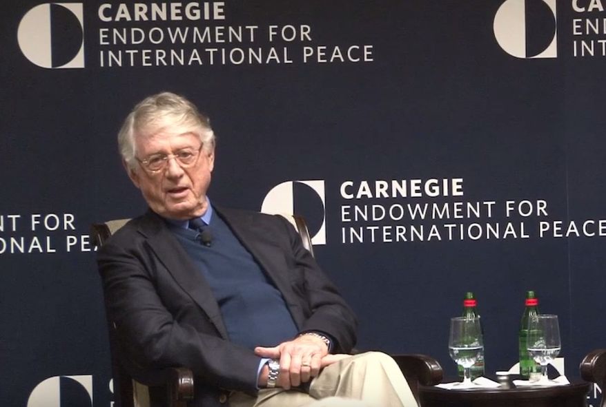 Ted Koppel discusses modern journalism at Carnegie Endowment for International Peace, March 7, 2019. (Image: YouTube, Pulitzer Center video screenshot) 