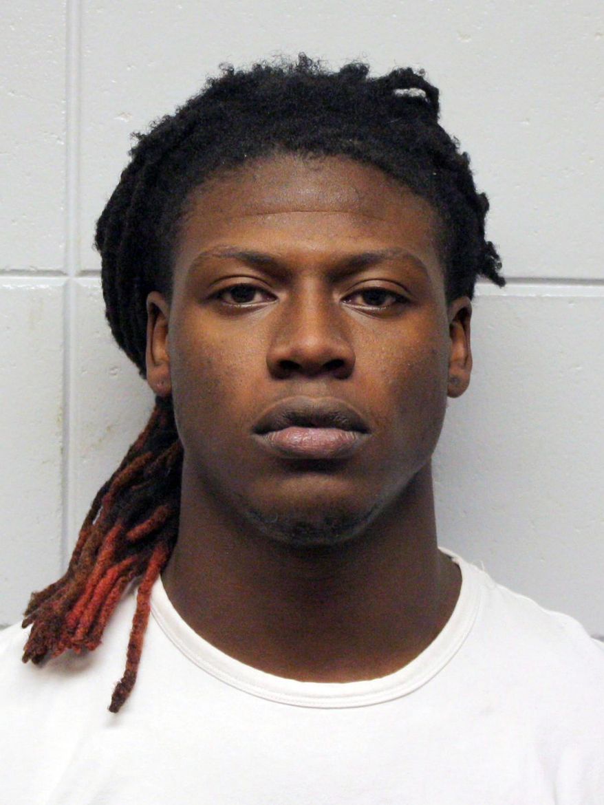 FILE - This undated booking photo provided by the Clay County Sheriff's Office shows Dale Williamson, a former University of South Dakota football player who was accused of raping a woman in a dorm room. Williamson pleaded no contest Monday, March 18, 2019, to a lesser charge of aggravated assault and has been sentenced to 10 years of probation. A no contest plea isn't an admission of guilt but is treated as such for sentencing.(Clay County Sheriff's Office via AP, File)