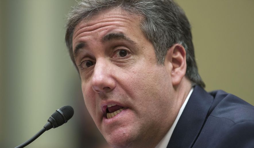 In this Feb. 27, 2019, file photo, Michael Cohen, President Donald Trump&#39;s former lawyer, speaks as he testifies before the House Oversight and Reform Committee, on Capitol Hill in Washington. Hundreds of pages of court records made public Tuesday, March 19, revealed that special counsel Robert Mueller quickly zeroed in on Cohen in the early stages of his Russia probe. (AP Photo/Alex Brandon, File)