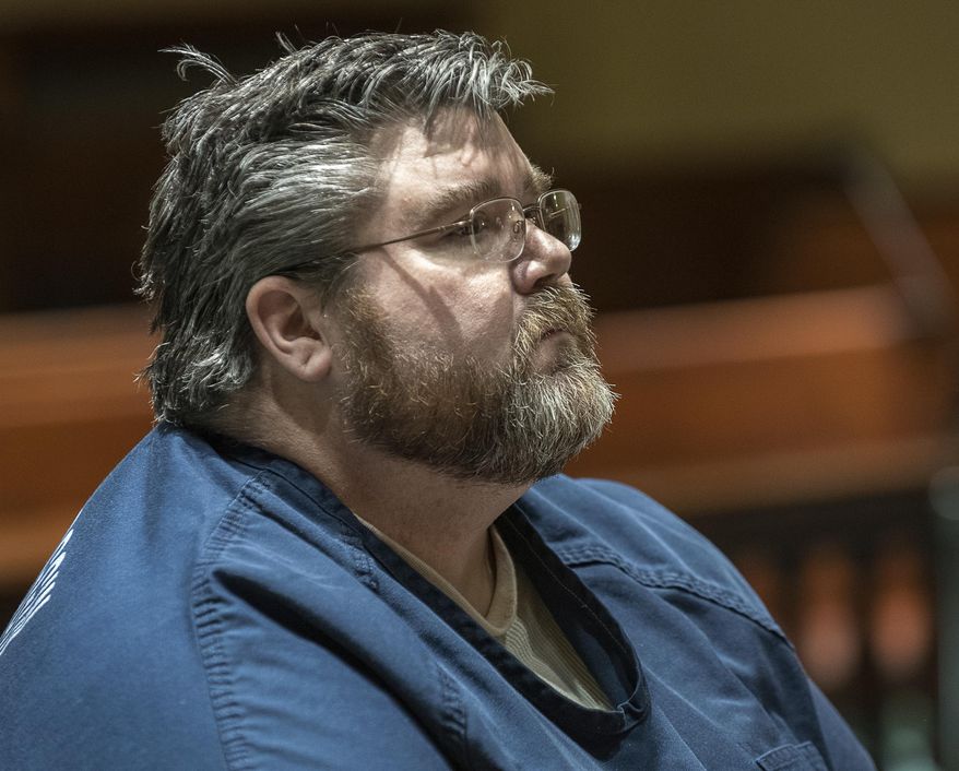 Steven Downs appears at Androscoggin County Superior Court in Auburn, Maine on Wednesday, March 20, 2019 during his extradition hearing. Downs has been charged by Alaska authorities with the 1993 sexual assault and murder of 20-year-old Sophie Sergie at the University of Alaska Fairbanks. (Russ Dillingham/Sun Journal via AP)