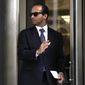 FILE - In this Friday, Sept. 7, 2018, file photo, former Donald Trump presidential campaign foreign policy adviser George Papadopoulos leaves federal court after he was sentenced to 14 days in prison, in Washington.  (AP Photo/Jacquelyn Martin, File)