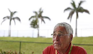 In this Saturday, March 16, 2019 photo, former major league baseball manager, Jack McKeon sits at a table during an interview with the Associated Press before an exhibition spring training baseball game in West Palm Beach, Fla. Trader Jack is back at spring training and couldn&#x27;t be happier. Now a special adviser to the general manager for the Washington Nationals, McKeon feels refreshed after a bit of a break from his sport, the place that&#x27;s been his world for most of his 88 years.  (AP Photo/Brynn Anderson)