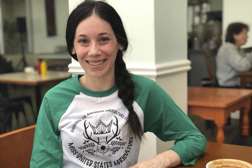 In this March 13, 2019, photo shows Lisa Marie Goodroad posing for a photo in Kenai, Alaska. Last month, Goodroad, a resident of Soldotna, was crowned as Ms. Alaska United States Agriculture. (Victoria Petersen/Peninsula Clarion via AP)