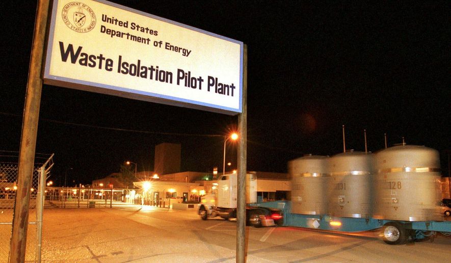 FILE - The first load of nuclear waste arrives in this March 26, 1999 file photo, at the Waste Isolation Pilot Plant (WIPP) site in Carlsbad, N.M., from Los Alamos National Laboratory. Twenty years and more than 12,380 shipments later, tons of Cold War-era waste from decades of bomb-making and nuclear research across the U.S. have been stashed in the salt caverns that make up the underground facility. (AP Photo/Thomas Herbert)