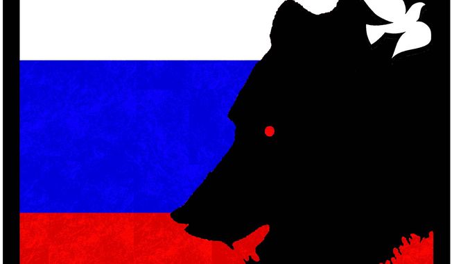 Illustration on the darkening situation in Russia by Alexander Hunter/The Washington Times