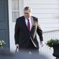 Attorney General William Barr leaves his McLean, Va., home on Monday, March 25, 2019. (AP Photo/Kevin Wolf) ** FILE **