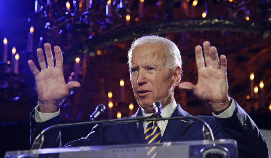 Former Vice President Joe Biden speaks at the Biden Courage Awards Tuesday, March 26, 2019, in New York. (AP Photo/Frank Franklin II) ** FILE **