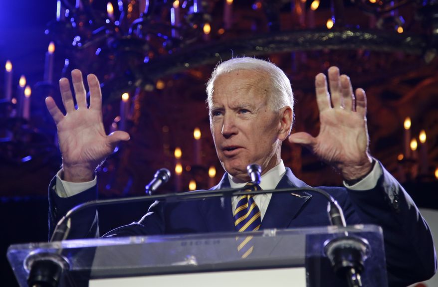 Former Vice President Joe Biden speaks at the Biden Courage Awards Tuesday, March 26, 2019, in New York. (AP Photo/Frank Franklin II) ** FILE **