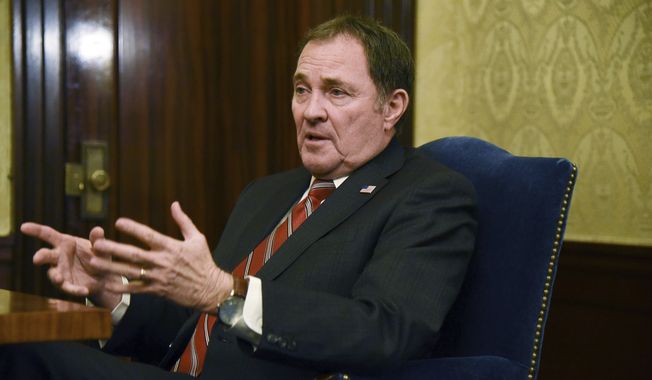 In this March 14, 2019, file photo, Utah Gov. Gary Herbert speaks during an interview on the final day of the legislative session at the Utah State Capitol in Satl Lake City. Herbert has signed a law banning most abortions after 18 weeks of gestation, setting the stage for a legal showdown. (Francisco Kjholseth/The Salt Lake Tribune via AP, File) **FILE**