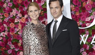 FILE - In this June 10, 2018 file photo, Claire Danes, left, and Hugh Dancy arrive at the 72nd annual Tony Awards in New York.  Dancy has signed on as a recurring character in the upcoming eighth season of &amp;quot;Homeland,&amp;quot; the Showtime series which stars his wife Danes, the network announced Tuesday. (Photo by Evan Agostini/Invision/AP, File)