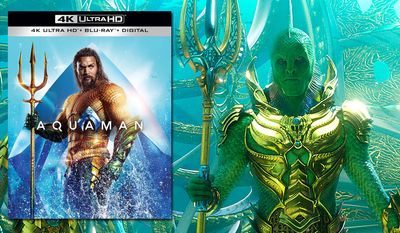Jason Momoa as DC Comics hero and the Fisherman King from &quot;Aquaman,&quot; now available on 4K Ultra HD from Warner Bros. Home Entertainment.