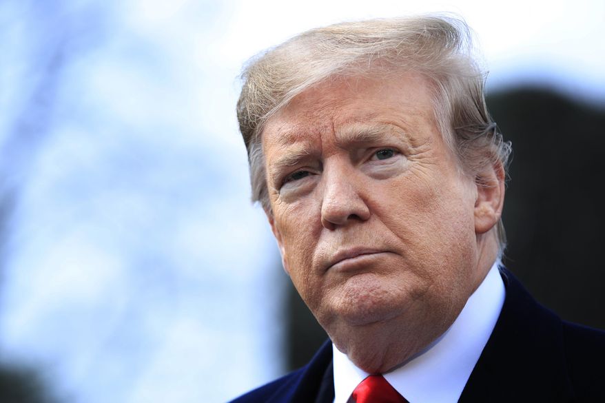 In this Wednesday, March 20, 2019, file photo, President Donald Trump speaks to reporters before leaving the White House in Washington, for a trip to visit an Army tank plant in Lima, Ohio, and a fundraising event in Canton, Ohio. Trump on Wednesday, March 27, 2019, will present his eighth Medal of Honor at the White House, to the family of Army Staff Sgt. Travis Atkins, who gave his life in 2007 to save fellow soldiers from an Iraqi suicide bomber. (AP Photo/Manuel Balce Ceneta, File)