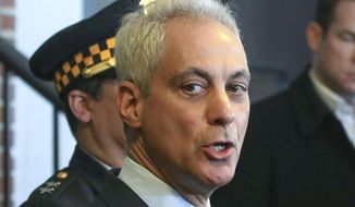 In this March 26, 2019, file photo, Chicago Mayor Rahm Emanuel appears at a news conference in Chicago. (AP Photo/Teresa Crawford, File)