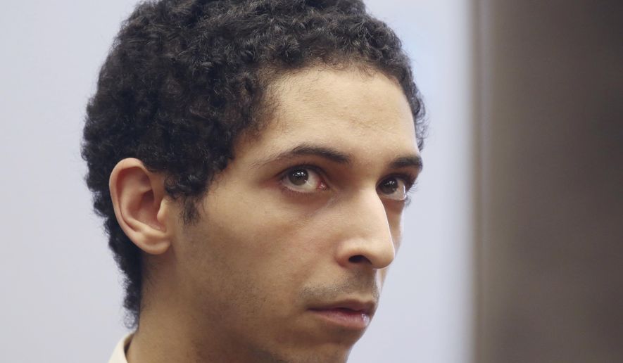 In this May 22, 2018, file photo, Tyler Barriss, of California, appears for a preliminary hearing in Wichita, Kan. (Bo Rader/The Wichita Eagle via AP, File)