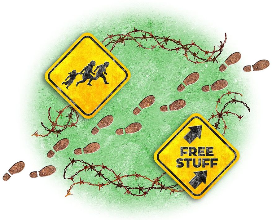 Free Stuff Army Approaches Illustration by Greg Groesch/The Washington Times
