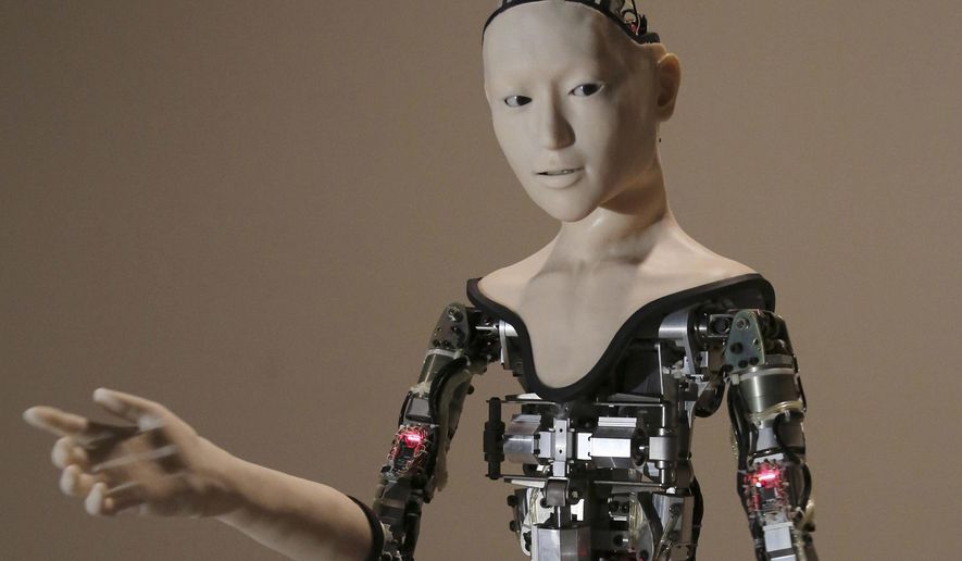 FILE - This Monday, Aug. 1, 2016 file photo shows the humanoid robot &amp;quot;Alter&amp;quot; on display at the National Museum of Emerging Science and Innovation in Tokyo. Understanding humor may be one of the last things that separates humans from ever smarter machines, computer scientists and linguists say. (AP Photo/Koji Sasahara)