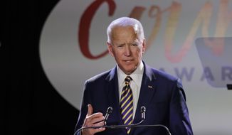 Former Vice President Joe Biden speaks at the Biden Courage Awards, Tuesday, March 26, 2019, in New York. (AP Photo/Frank Franklin II)