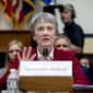 Secretary of the Air Force Heather Wilson speaks during a House Armed Services Committee budget hearing for the Departments of the Army and Air Force on Capitol Hill in Washington, Tuesday, April 2, 2019. (AP Photo/Andrew Harnik)