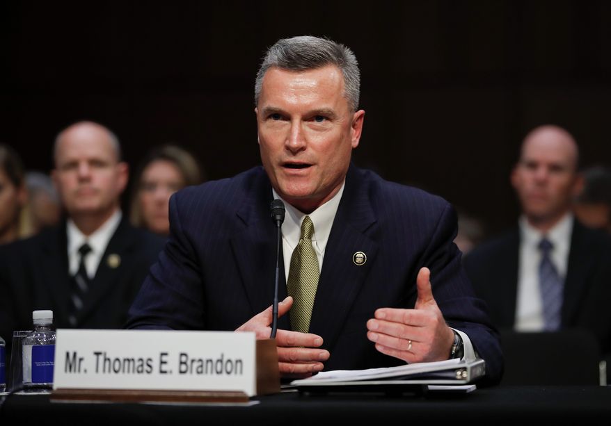 Thomas Brandon, acting director of the Bureau of Alcohol, Tobacco, Firearms, and Explosives (ATF), testifies during a Senate Judiciary Committee hearing, "Firearm Accessory Regulation and Enforcing Federal and State Reporting to the National Instant Criminal Background Check System (NICS)," on Capitol Hill in Washington, Wednesday, Dec. 6, 2017. (Associated Press) **FILE**