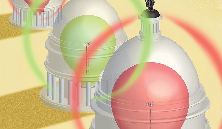 Illustration on the size of government by Linas Garsys/The Washington Times