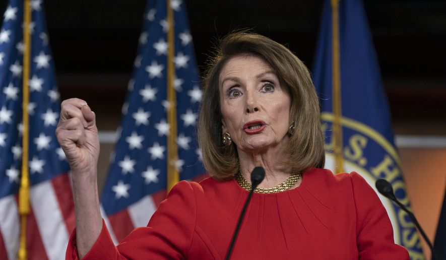 Speaker of the House Nancy Pelosi, D-Calif., speaks to reporters during a news conference on Capitol Hill in Washington, Thursday, April 4, 2019. (AP Photo/J. Scott Applewhite) ** FILE **