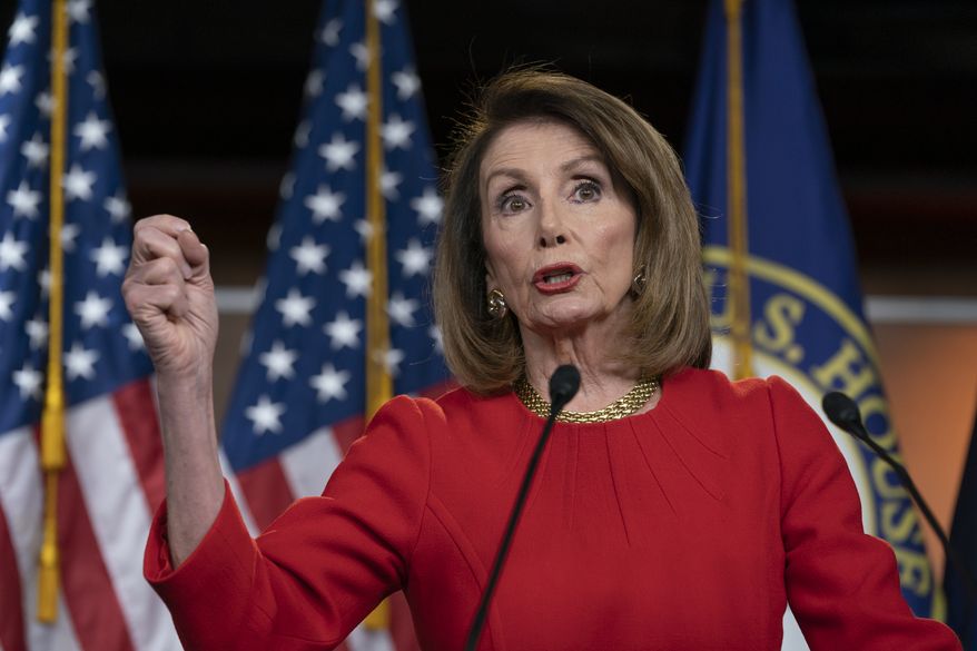 Speaker of the House Nancy Pelosi, D-Calif., speaks to reporters during a news conference on Capitol Hill in Washington, Thursday, April 4, 2019. (AP Photo/J. Scott Applewhite) ** FILE **