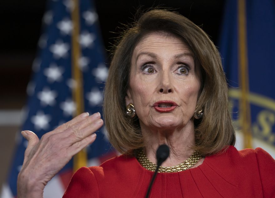 Speaker of the House Nancy Pelosi, D-Calif., insists that Attorney General William Barr send to Congress the full report by special counsel Robert Mueller on the Russia probe with all its underlying evidence, during a news conference on Capitol Hill in Washington, Thursday, April 4, 2019. (AP Photo/J. Scott Applewhite) ** FILE **