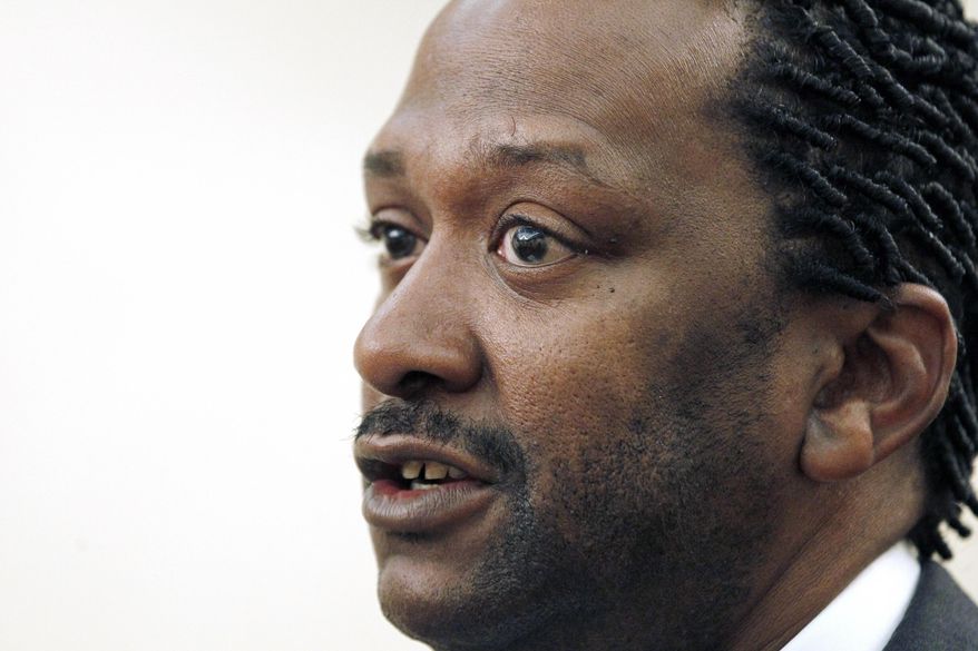 FILE - This June 14, 2012, file photo shows James Hart Stern, of Jackson, Miss., at a news conference in Jackson, Miss. The activist who says he took control over one of the nation's largest neo-Nazi groups has been barred from participating on the group's behalf in a federal lawsuit over the violence that erupted at a white nationalist rally in Virginia. (AP Photo/Rogelio V. Solis, File)