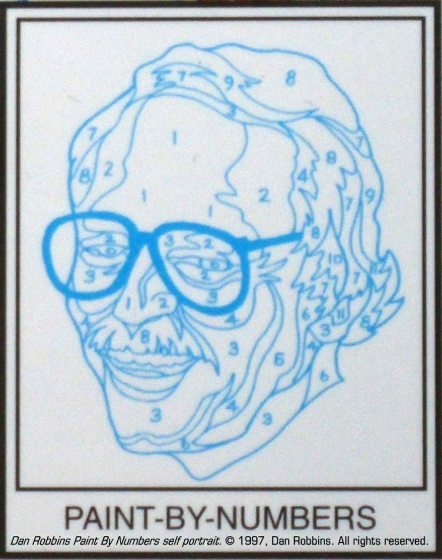 This image provided by Larry Robbins shows a numbered outline of a self portrait of Dan Robbins. Family members say Robbins, an artist who created the first paint-by-numbers pictures and helped turn the kits into an American sensation during the 1950s has died. Dan Robbins' son says his father died Monday, April 1, 2019 in Sylvania, Ohio. He was 93. (Courtesy of Larry Robbins via AP)