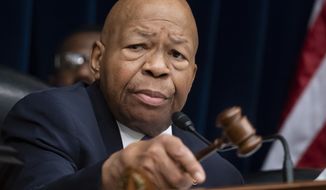 House Oversight and Reform Committee Chair Elijah Cummings, D-Md., leads a meeting to call for subpoenas after a career official in the White House security office says dozens of people in President Donald Trump&#39;s administration were granted security clearances despite &quot;disqualifying issues&quot; in their backgrounds, on Capitol Hill in Washington, Tuesday, April 2, 2019. (AP Photo/J. Scott Applewhite) ** FILE **