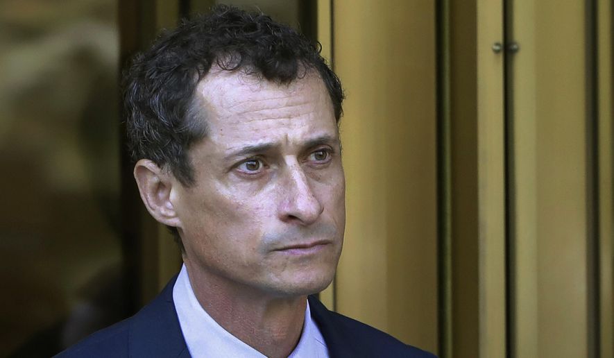 In this Sept. 25, 2017, file photo, former Congressman Anthony Weiner leaves federal court following his sentencing in New York. Weiner has been ordered to register as a sex offender as he nears the end of a 21-month prison sentence for having illicit online contact with a 15-year-old girl. A New York City judge on Friday, April 5, 2019, designated Weiner a Level 1 sex offender, meaning he&#39;s thought to have a low risk of reoffending. (AP Photo/Mark Lennihan, File)
