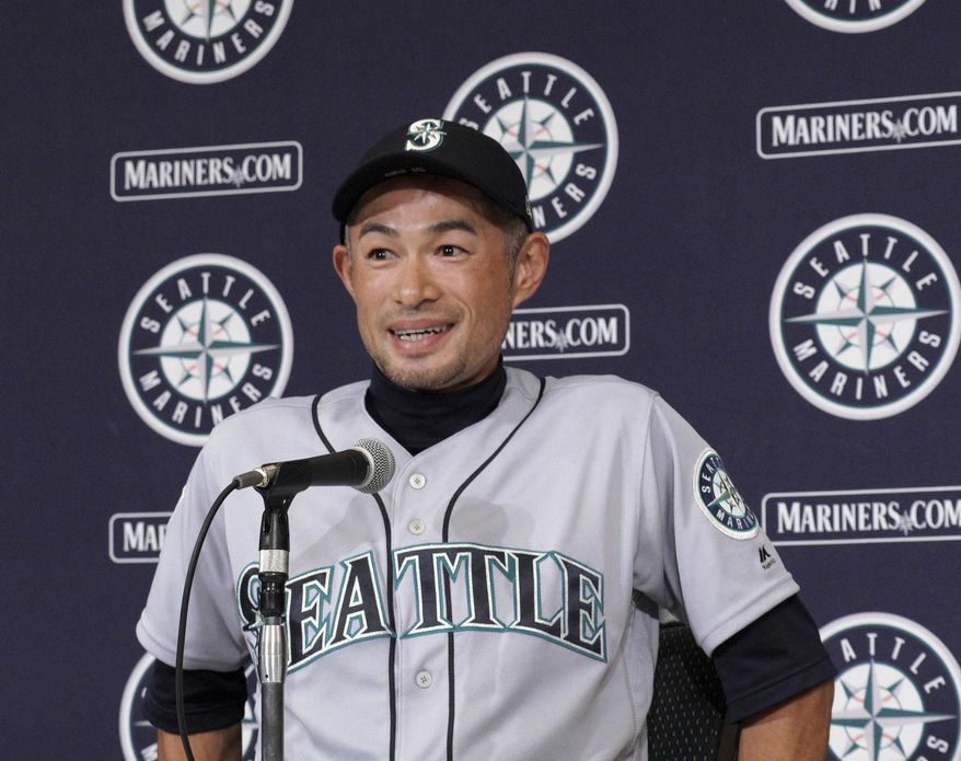 In this March 22, 2019, photo, then Seattle Mariners right fielder Ichiro Suzuki announces his retirement during a press conference after Game 2 of the Major League Baseball opening series between the Mariners and the Oakland Athletics in Tokyo. For the third time, baseball star Ichiro turned down a prestigious Japanese government award handed to stars in sports, entertainment and culture. A Japanese government spokesman said Friday, April 5, 2019 that Ichiro had declined the People’s Honor Award. (AP Photo/Eugene Hoshiko)