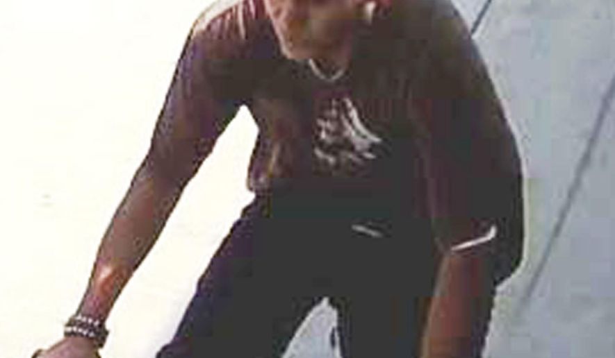 FILE - This undated file photo released by the Los Angeles Police Department shows a suspect being sought in a series of slashing attacks recently in Los Angeles. The man who rode around on a bicycle with a knife and slashed the faces and necks of nine people in Los Angeles has been charged with multiple felonies. The LA County district attorney's office says Friday, April 5, 2019, that Lenrey Briones, 19, faces seven counts of aggravated mayhem, two counts of attempted aggravated mayhem and one count of attempted second-degree robbery. (Los Angeles Police Department via AP, File)