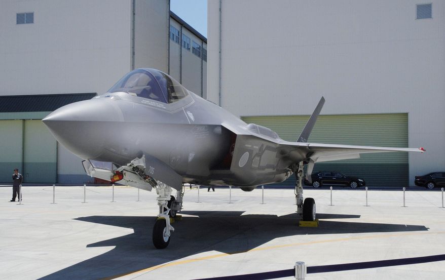 This June, 2017, photo shows Japan Air Self-Defense Force's F-35A stealth jet at a factory of Mitsubishi Heavy Industries, in Toyoyama, central Japan. A search was underway for the Japanese fighter jet Tuesday, April 9, 2019, after it disappeared from radar during a flight exercise in northern Japan, defense officials said. The F-35A stealth jet, seen in the photo, went missing while flying off the eastern coast of Aomori, the Air Self-Defense Force said.(Kyodo News via AP)