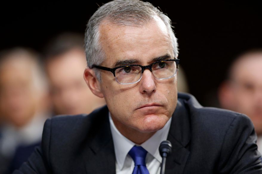 In this June 7, 2017, file photo, then-acting FBI Director Andrew McCabe listens during a Senate Intelligence Committee hearing about the Foreign Intelligence Surveillance Act, on Capitol Hill in Washington. (AP Photo/Alex Brandon) ** FILE **