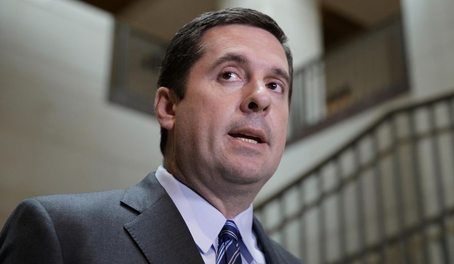In this March 24, 2017, file photo, House Intelligence Committee Chairman Devin Nunes, R-Calif., speaks to reporters on Capitol Hill in Washington. Nunes is suing The McClatchy media chain for $150 million, saying a 2018 report about alleged cocaine use on a yacht related to a company he co-owns was character assassination. (AP Photo/J. Scott Applewhite, File)