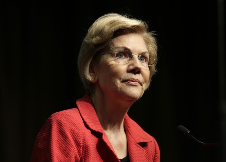 U.S. Sen. Elizabeth Warren, D-Mass., a candidate for the 2020 Democratic presidential nomination, speaks during the National Action Network Convention in New York, Friday, April 5, 2019. (AP Photo/Seth Wenig)