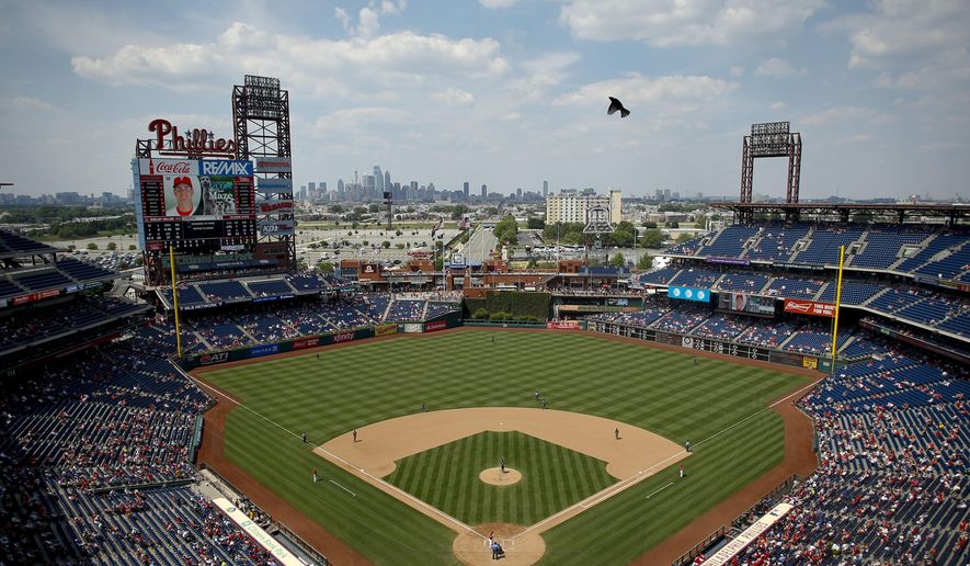 FILE - This is a June 20, 2016, file photo showing the Philadelphia Phillies playing a baseball game against the Arizona Diamondbacks at Citizens Bank Park, in Philadelphia. A person familiar with the planning tells The Associated Press that Major League Baseball will play the 2026 All-Star Game in Philadelphia to mark the 250th anniversary of the Declaration of Independence. The person spoke on condition of anonymity Thursday, April 11, 2019, because no announcement had been made.(AP Photo/Matt Slocum, File)