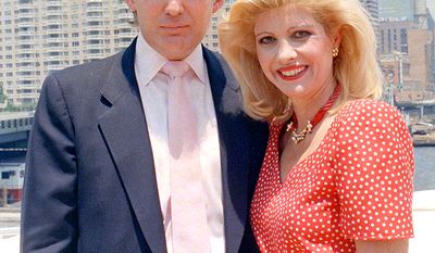 Donald Trump and Ivana Trump. Divorce settlement: $25 million.                                               Real estate tycoon Donald Trump and his wife Ivana are pictured aboard his giant yacht Trump Princess on the East River in New York City, July 1988. (AP Photo/Marty Lederhandler)