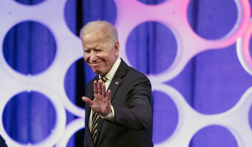 Former Vice President Joe Biden departs from a forum on the opioid epidemic, at the University of Pennsylvania in Philadelphia, Thursday, April 11, 2019. (AP Photo/Matt Rourke)