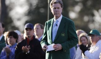 FILE - In this April 5, 2018, file photo, Augusta National Golf Club Chairman Fred Ridley watches the honorary first tee shots before the first round at the Masters golf tournament in Augusta, Ga. For the first time the Masters plans to have nearly all of the 20,000-plus shots available to view on its website just a few minutes after they happen. Ridley said the option is the first of its kind in golf. “It&#39;s been two or three years in developing,” Ridley said Wednesday, April 10. “We had it in a beta test mode previously, but now I feel like that we can actually execute on this.  So we just thought it was something that people wanted and which supplemented our other forms of providing coverage of the tournament.” (AP Photo/David J. Phillip, File)