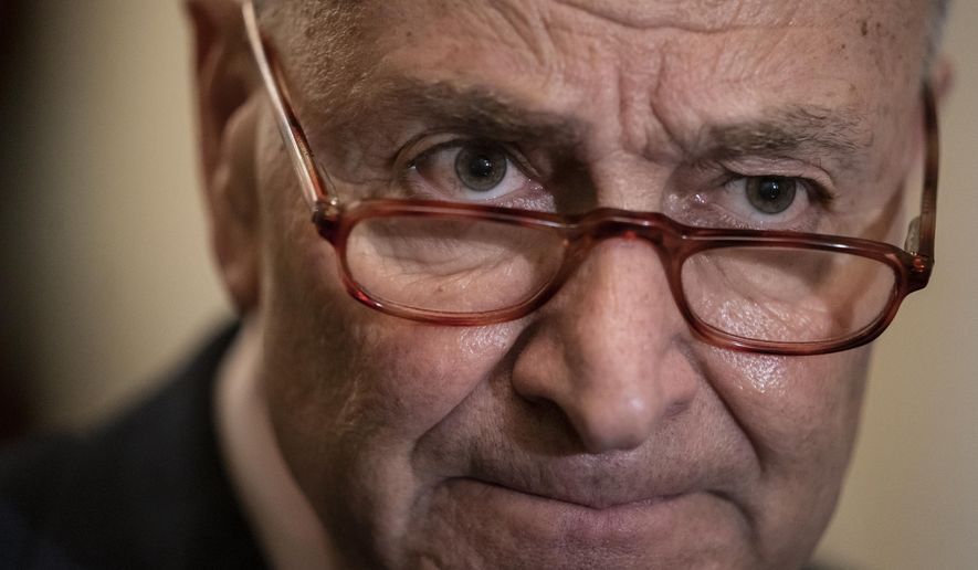 Senate Minority Leader Chuck Schumer, D-N.Y., speaks to reporters at the Capitol in Washington, Tuesday, April 9, 2019. (AP Photo/J. Scott Applewhite) **FILE**