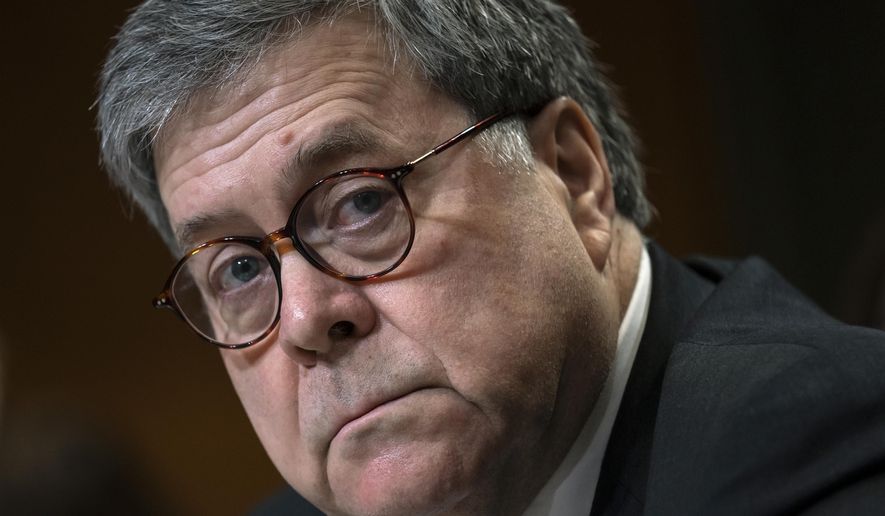 Attorney General William Barr appears before a Senate Appropriations subcommittee to make his Justice Department budget request, on Capitol Hill in Washington, Wednesday, April 10, 2019. (AP Photo/J. Scott Applewhite)